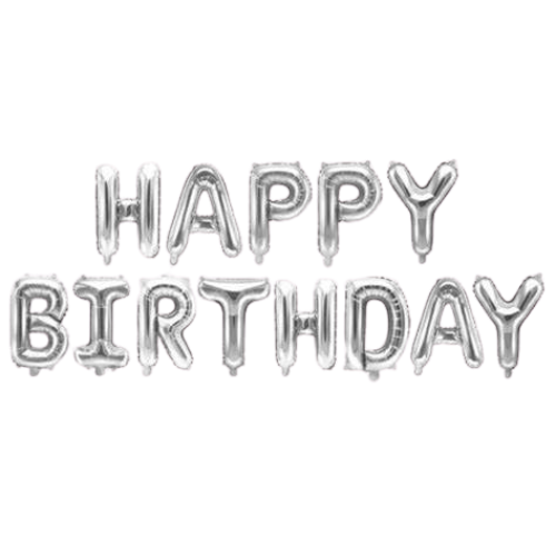 HAPPY BIRTHDAY SILVER AIR BALLOON