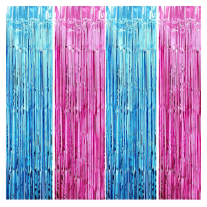 FOIL FRINGE PARTY CURTAINS BLUE & PINK